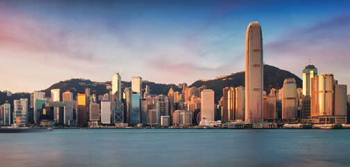Night and Skyline of Urban Architecture in Hong Kong