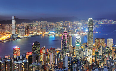 China - Hong Kong cityscape at night