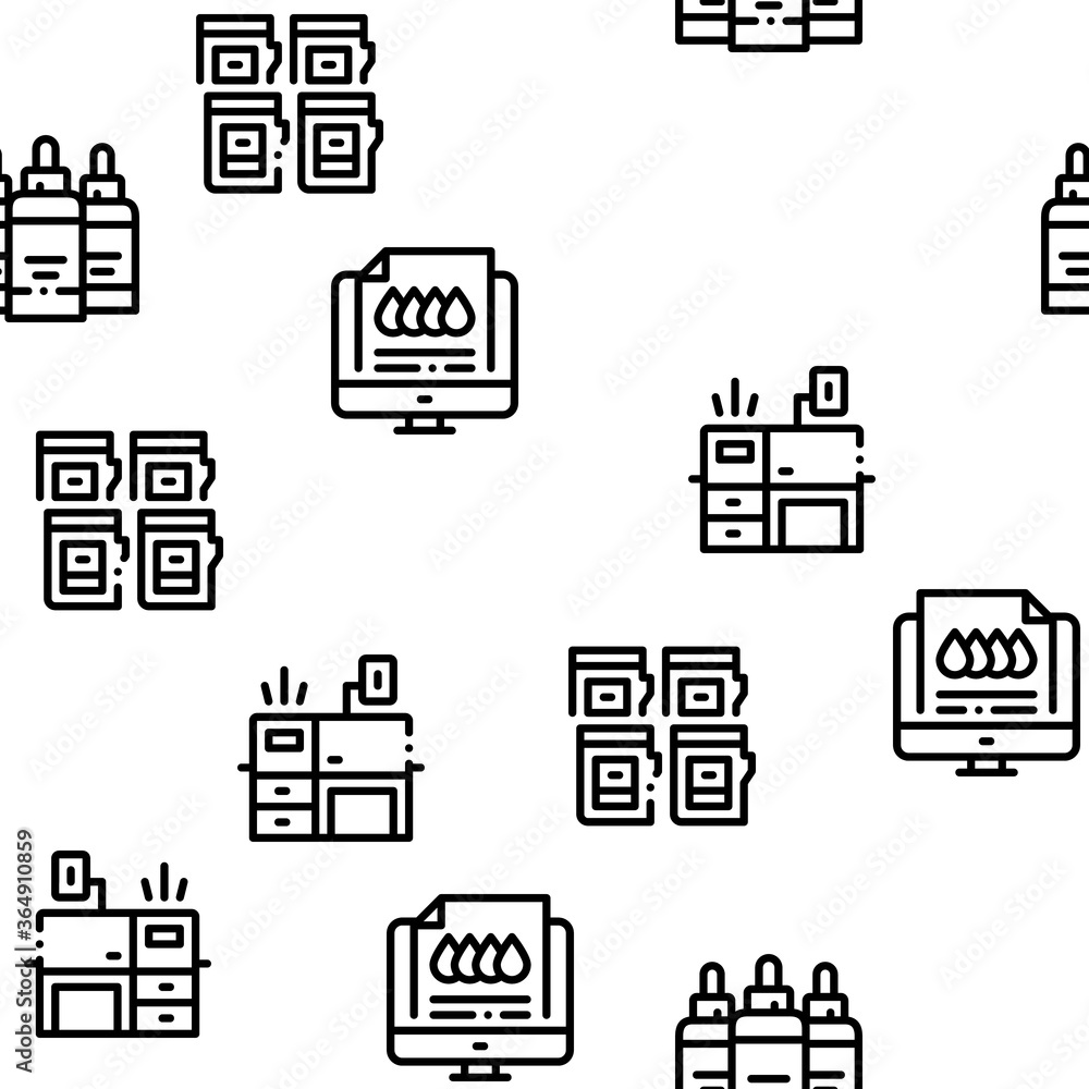 Aufkleber polygraphy printing service seamless pattern vector thin line. illustrations