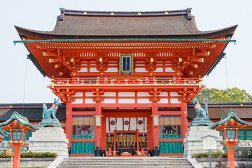 Fushimi Inari-taisha Shrine in Fushimi, Kyoto, Japan. Fushimi Inari Taisha is Kyoto's most important Shinto shrine and one of its most impressive attractions.