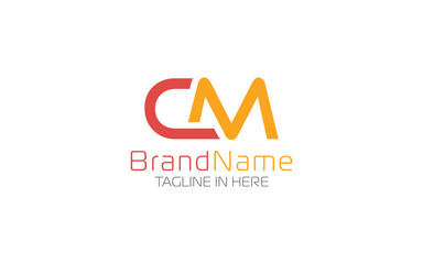 Letter C and M logo in a simple and modern shape - obrazy, fototapety, plakaty
