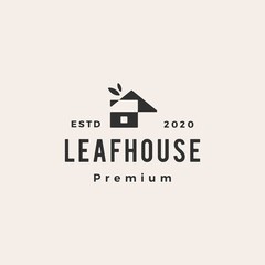 leaf house home mortgage roof architect hipster vintage logo vector icon illustration