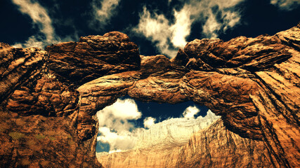 Canyon stone bridge illustration 3d render