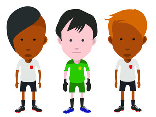 Football players, and goalkeeper. 