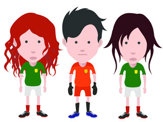 Football players, and goalkeeper. 