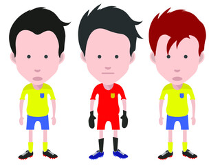 Fototapeta premium Football players, and goalkeeper. 