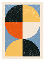 Minimal 20s geometric design poster, vector template with primitive shapes
