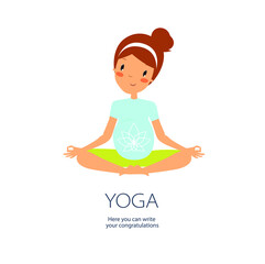 Vector illustration. A pregnant woman is doing yoga. Lotus position Beautiful pregnant woman. Yoga for pregnant women. Sport. health care.
