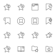 Bookmark line icons set, outline vector symbol collection, linear style pictogram pack. Signs, logo illustration. Set includes icons as website bookmark, star, flag, document folder, book, portfolio