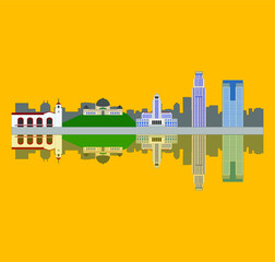 Los Angeles city skyline in United States. illustration for web and mobile design.