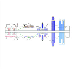 Los Angeles city skyline in United States. illustration for web and mobile design.