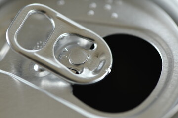 Top view of empty aluminium can, closeup.