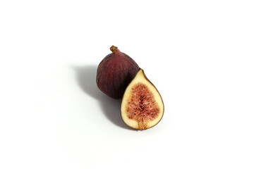 Juicy ripe figs on a white background.