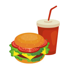 hamburger and soda mug design, food eat restaurant and menu theme Vector illustration