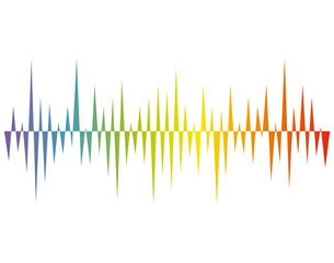 Rainbow music wave line background. Modern pulse music player technology. Audio colorful wave on white background. Digital waveform jpeg illustration.