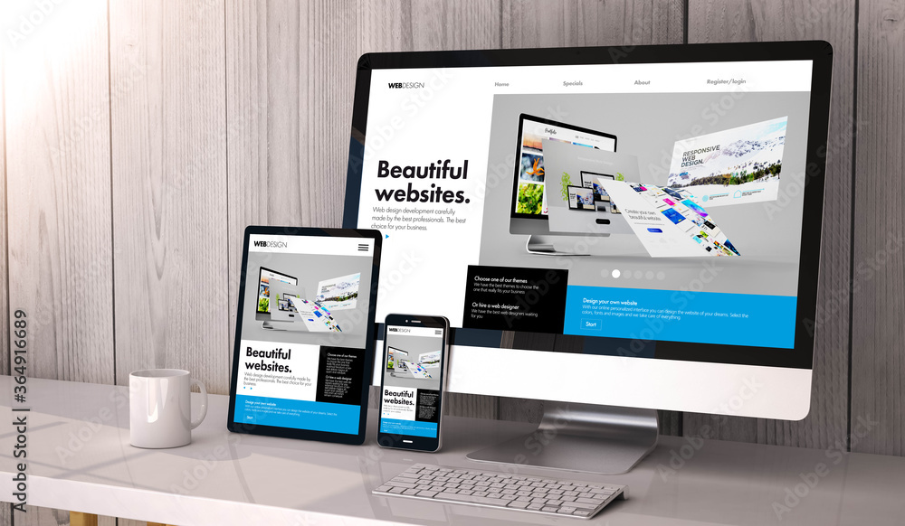 Poster devices responsive on workspace cool website builder design