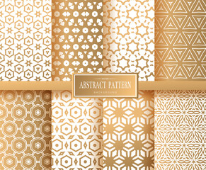 Gold collection of seamless patterns for wallpapers. White and gold colors.