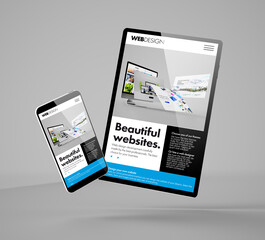 flying smartphone and tablet with builder website