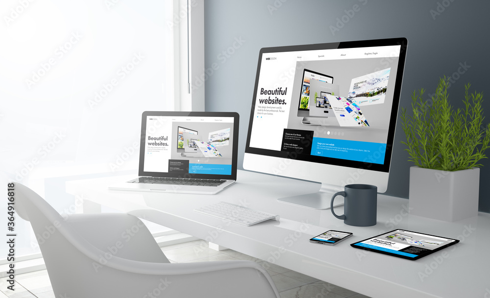 Sticker grey studio devices with beautiful websiteswebsite
