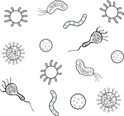 Germs causes human disease bacteria virus fungus microscopic medical pathogen and microbes fungi