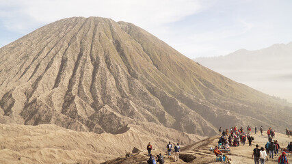 Active volcano mount Bromo in Bromo-Tengger-Semeru National Park in Indonesia.