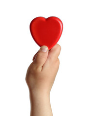 Obraz premium children's hand holds a heart. symbol of valentines day, heart day