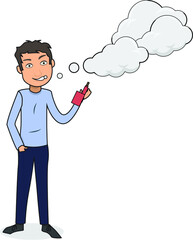  Guy using a vaping device smoke out from his mouth