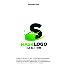 Initial letter S logo template with mask or shield illustration in flat design monogram symbol