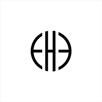 initial letter logo EHE inside circle shape,  rounded uppercase black monogram , letter ehe logo combination  ,  logo circle letter ehe 