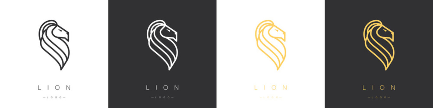 Set of lion logos. Vector illustration
