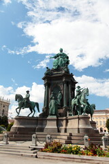 Fototapeta na wymiar Vienna, Austria, Maria Teresa statue in Museum Quarter or Maria Teresa Square overlooking the Natural History Museum