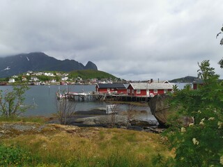 Fototapeta na wymiar Lofoten Reine Historic Fishing Village Rorbu Scenic Northern Norway