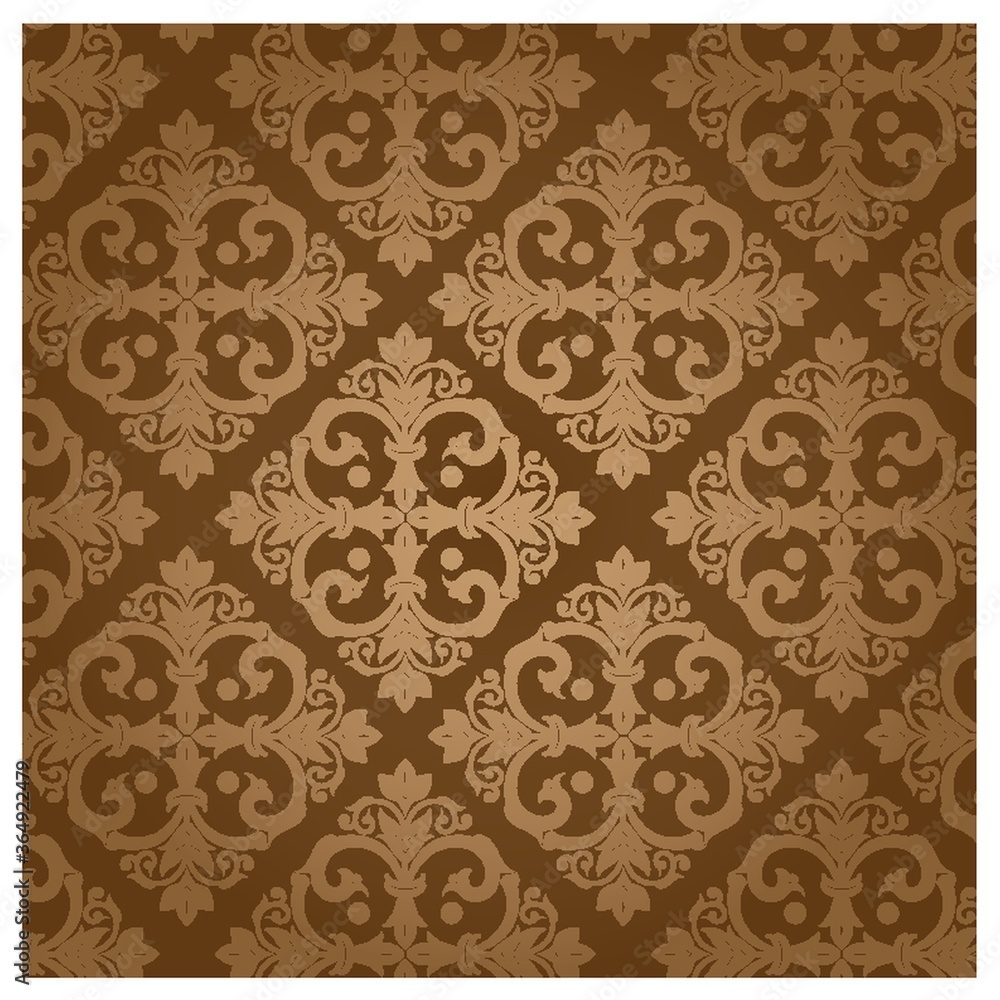 Wall mural damask vintage brown patter