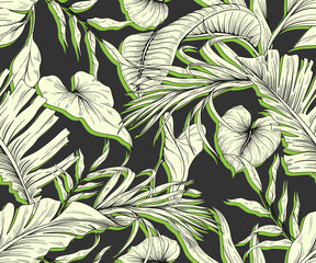 seamless pattern with tropical leaves
