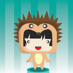 girl in hedgehog costume