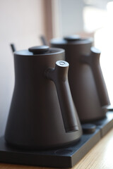 pour over coffee fellow matt black kettle closeup