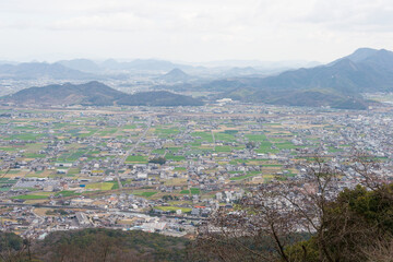 Fototapeta na wymiar Beautiful scenic view from Kotohiragu Shrine (Konpira Shrine) in Kotohira, Kagawa, Japan.