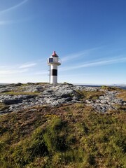 Fototapeta na wymiar Light House Bukkekjerka Rest Area Nantional Scenic Road Andøya Northern Norway