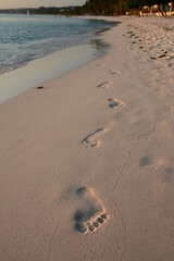 Footprints in the sands. White Beach. Boracay island. Western Visayas. Philippines