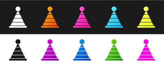 Set Party hat icon isolated on black and white background. Birthday hat. Vector.
