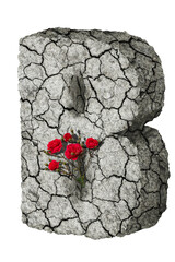 Letter B design with flowers isolated on white.