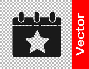 Black Day calendar with date July 4 icon isolated on transparent background. USA Independence Day. 4th of July. Vector.