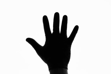 hand silhouette isolated on white