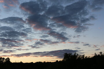 Sunset colored clouds in the sky