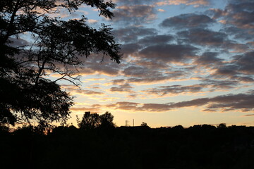 Sunset colored clouds in the sky