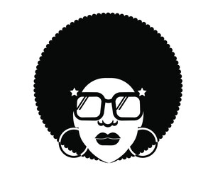 African American woman profile black silhouette. Vector head isolated on white