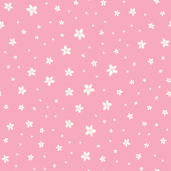 Hand Drawn Seamless Background With Floral Ornaments, Stylized Flowers, Dots, Plants. Vector Abstract Floral Textures.