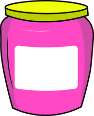 pink colored Illustration of a Hand drawn jam jelly jar mayonnaise butter blank empty bottle label template write your logo text