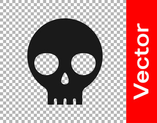 Black Human skull icon isolated on transparent background. Vector.