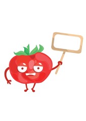 tomato holding wooden board